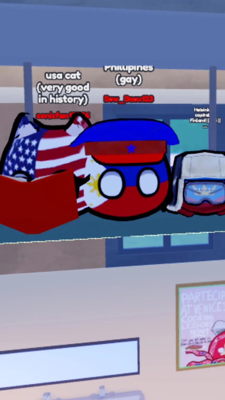 ai character: countryballs  background