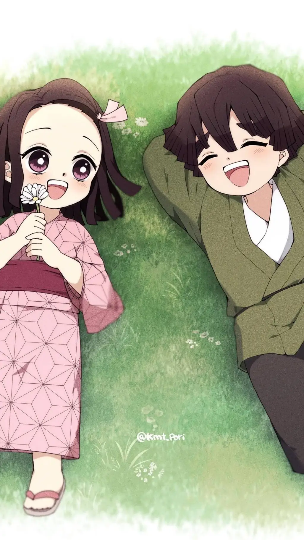 ai character: nezuko y zenitsu  background