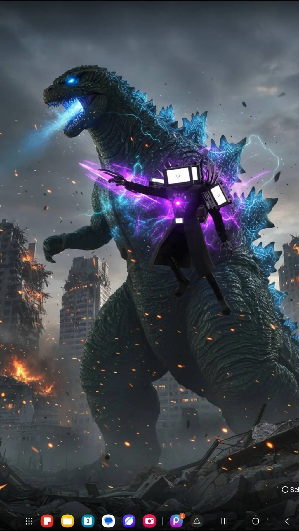 ai character: uttm vs godzilla background