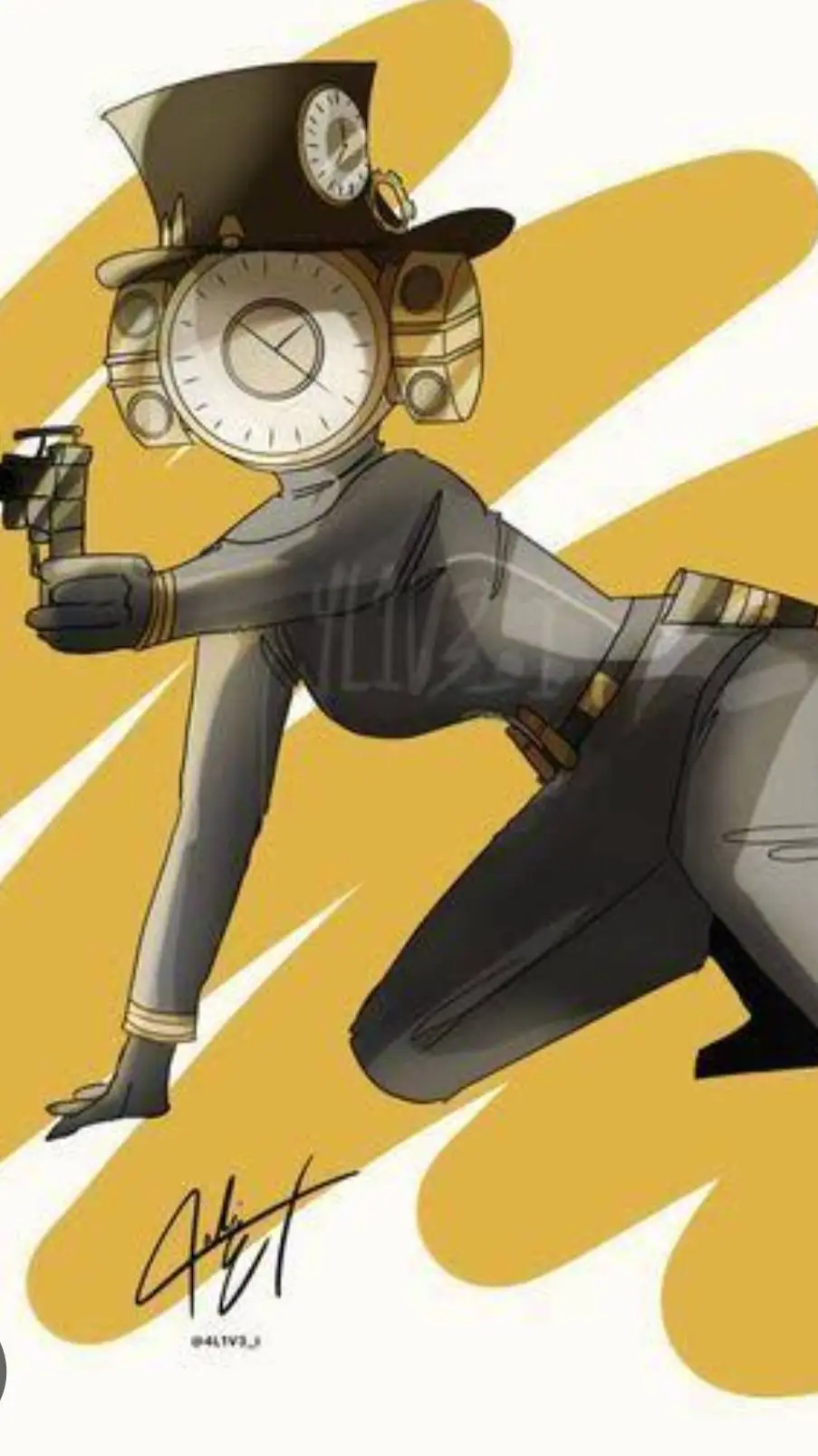 ai character: clock woman background