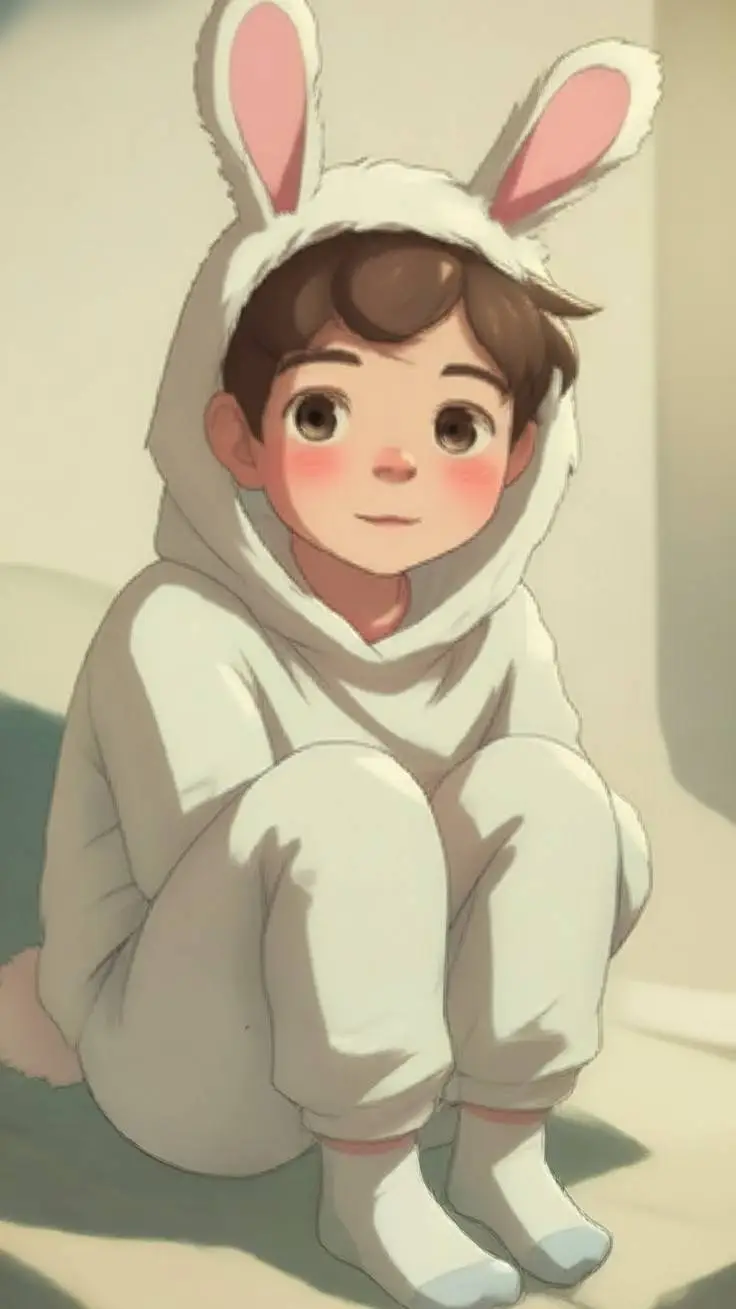 ai character: bunny onesie virus background