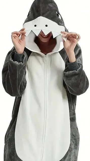 ai character: shark onesie virus background