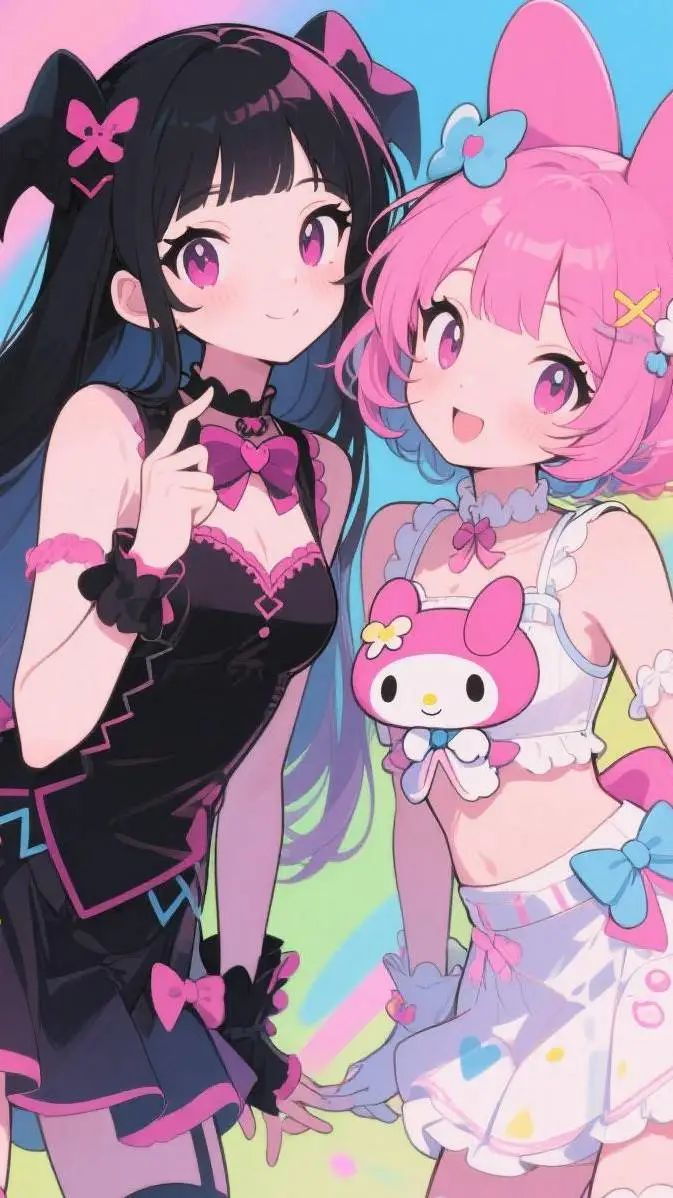 ai character: Kuromi & My Melody background