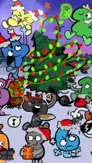 ai character: BFDI christmas background