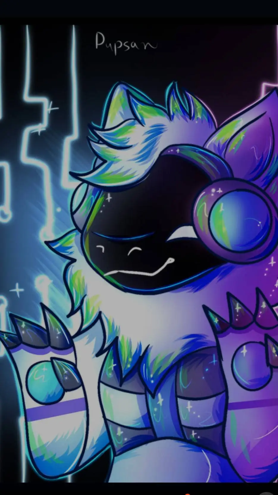 ai character: protogen pet store background