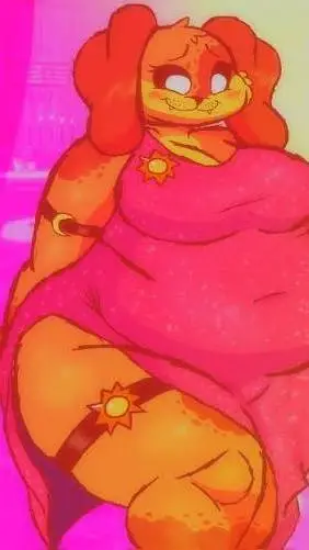ai character: fat female dogday background