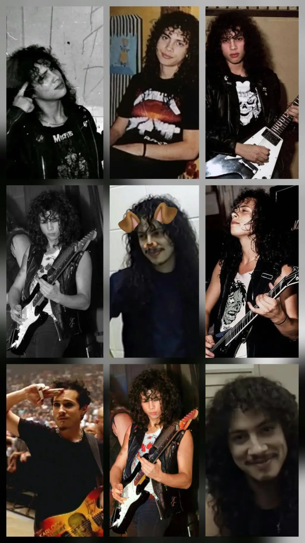 ai character: Kirk Hammett  background