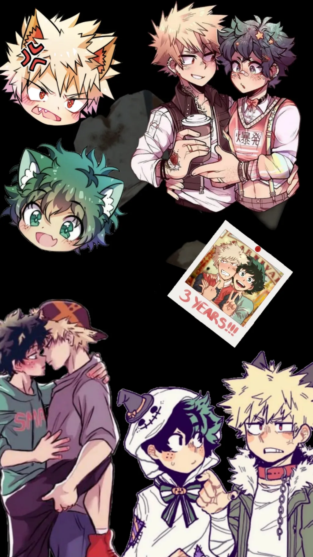 ai character: bakudeku💚🧡💚🧡💚 background