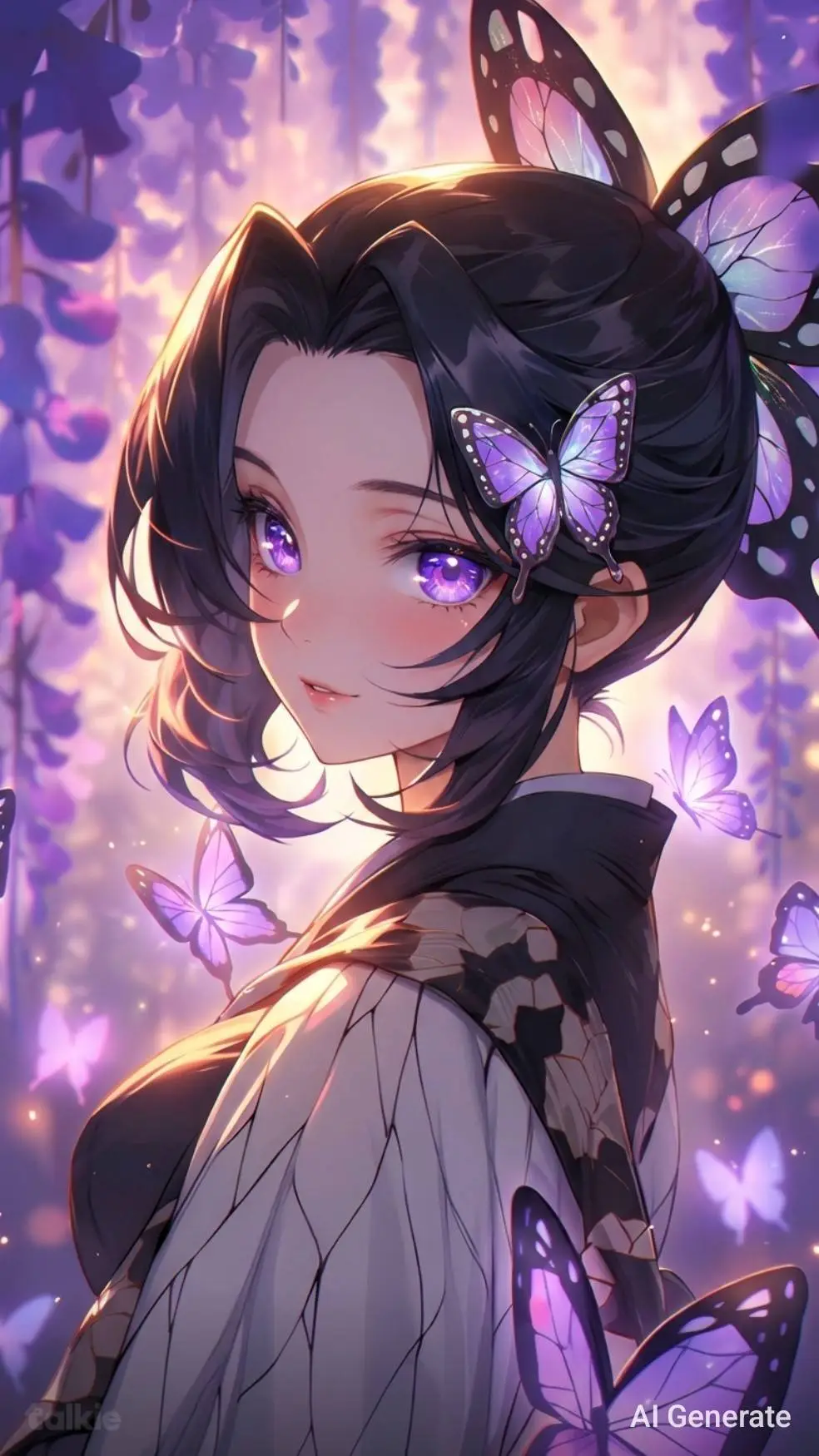 ai character: Shinobu🦋💜🟣 background