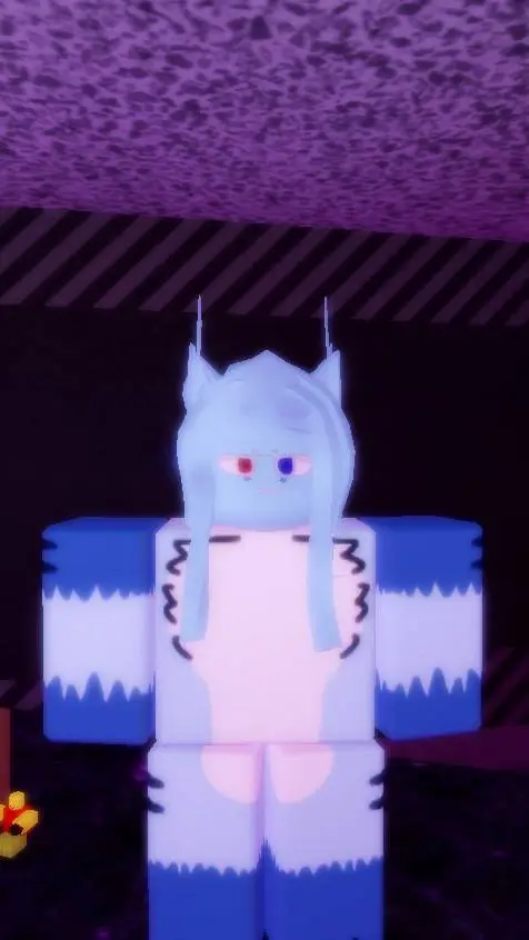 ai character: a white blue furry background