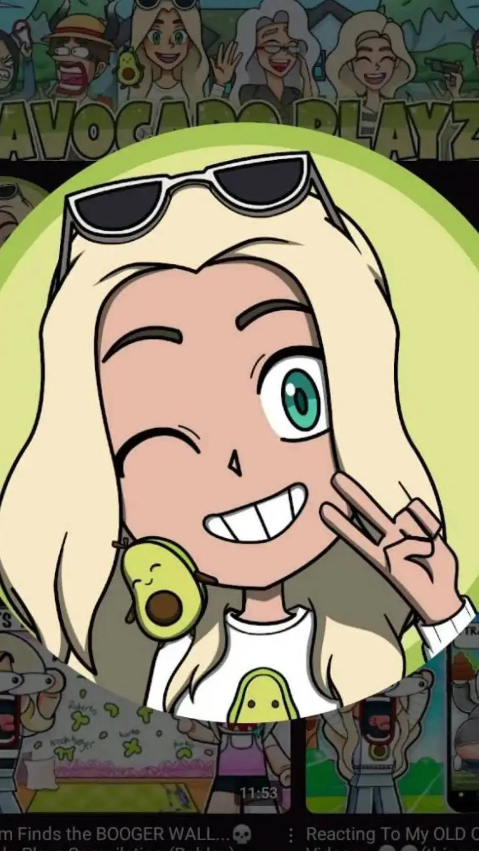 ai character: Avocado playz(➡️) background