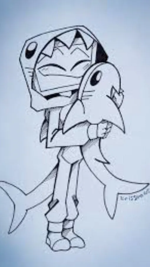 ai character: Shark boy  background