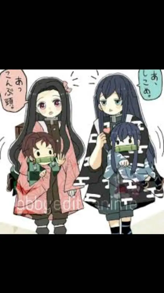ai character: Yui x Mui x nezuko background