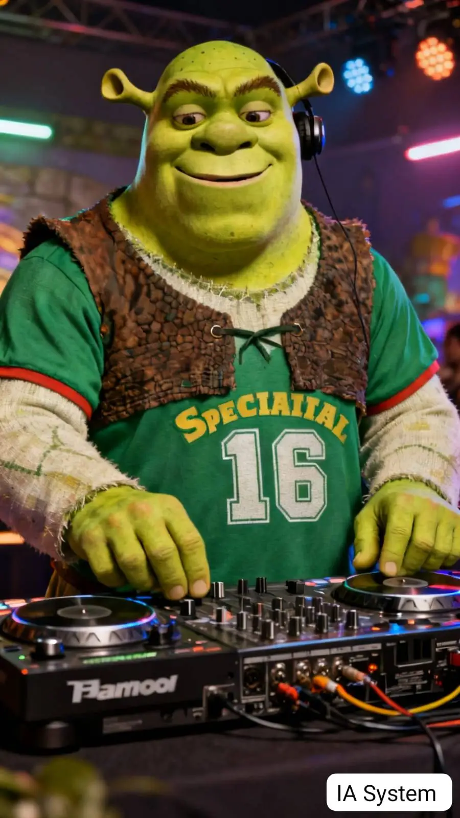 ai character: Shrek  background