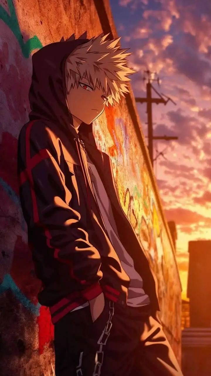 ai character: Bakugou hoodie  background