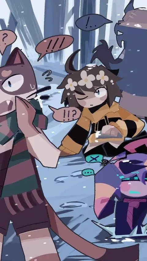 ai character: Snowy forest  background