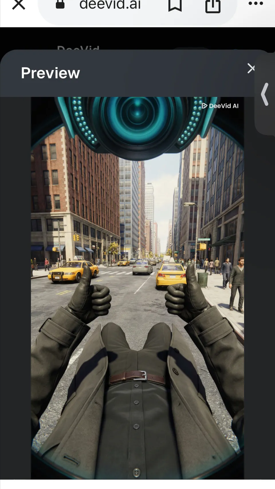 ai character: Camerawoman pov background