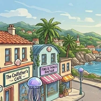 chat with ai character: fishy town