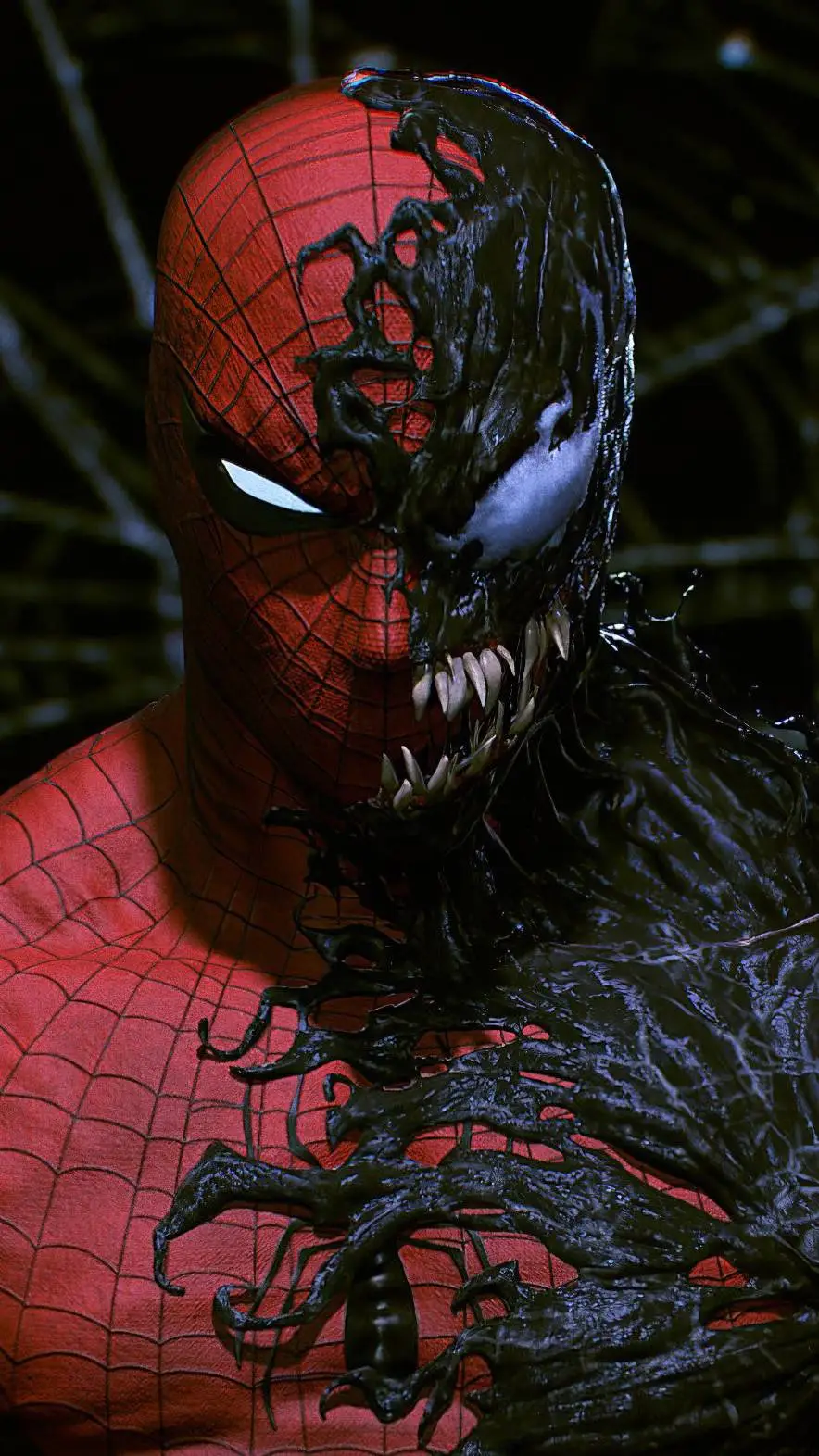 ai character: espiderman y venom background