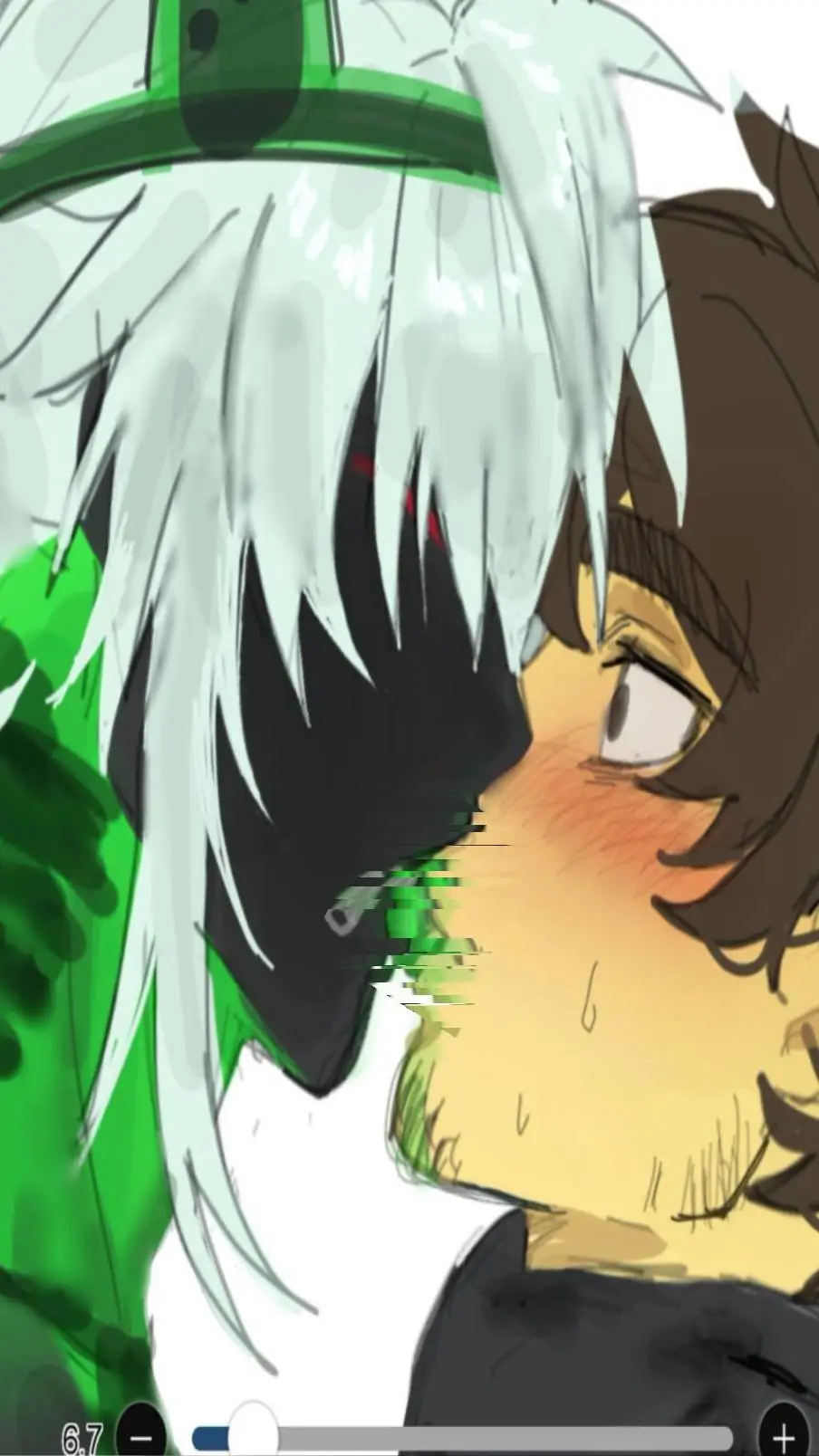 ai character: AdminVirus 💚💛👾🍗 background