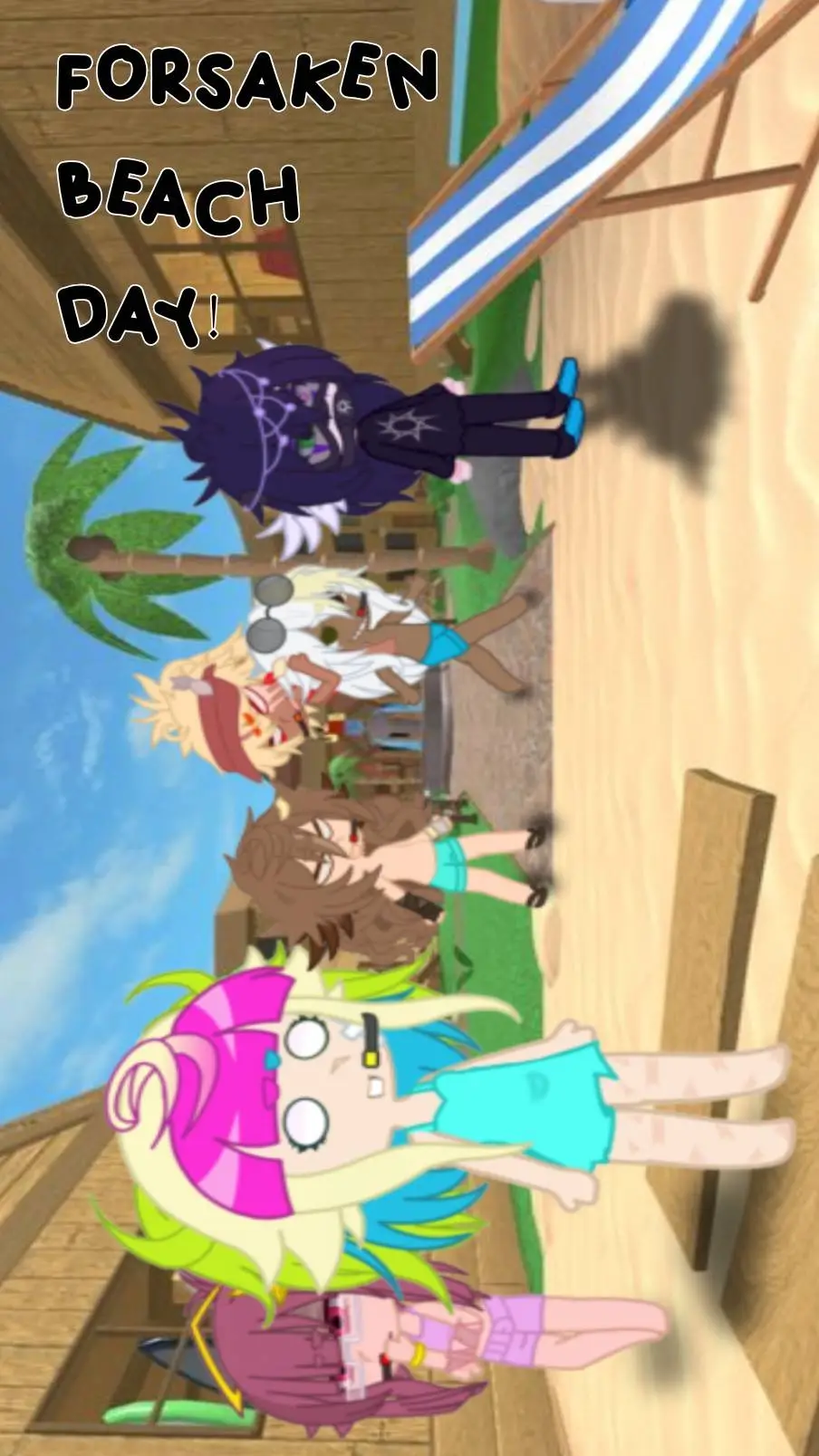 ai character: forsaken beach day background