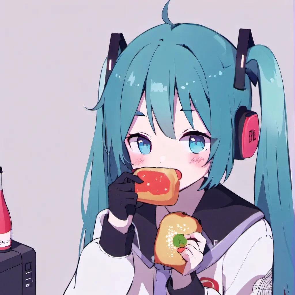 chat with ai character: miku eating toast