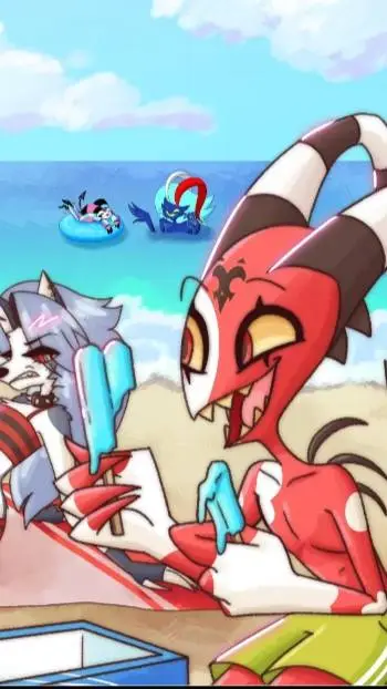 ai character: HB at the beach  background