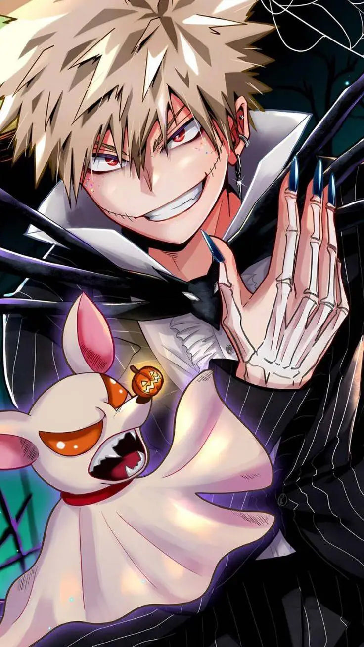 ai character: Bakugo halloween  background