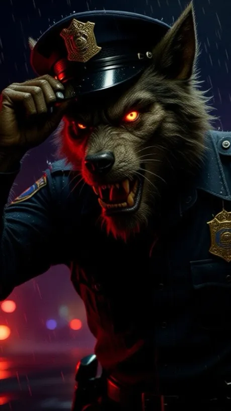 ai character: Werewolf cop 2 background