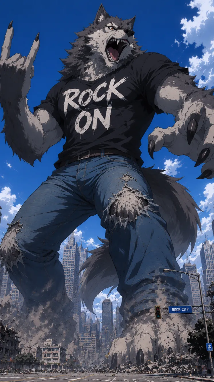 ai character: Giant wolf  background