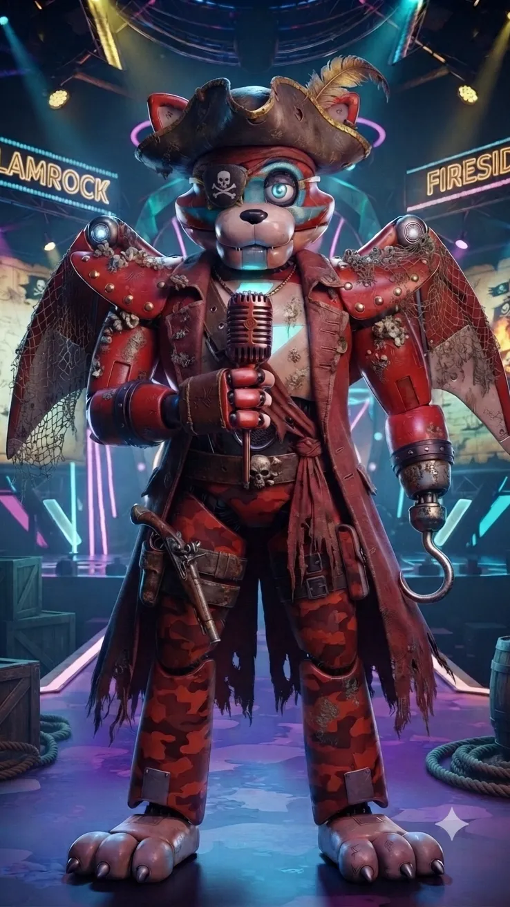 ai character: Glamrock dragon  background