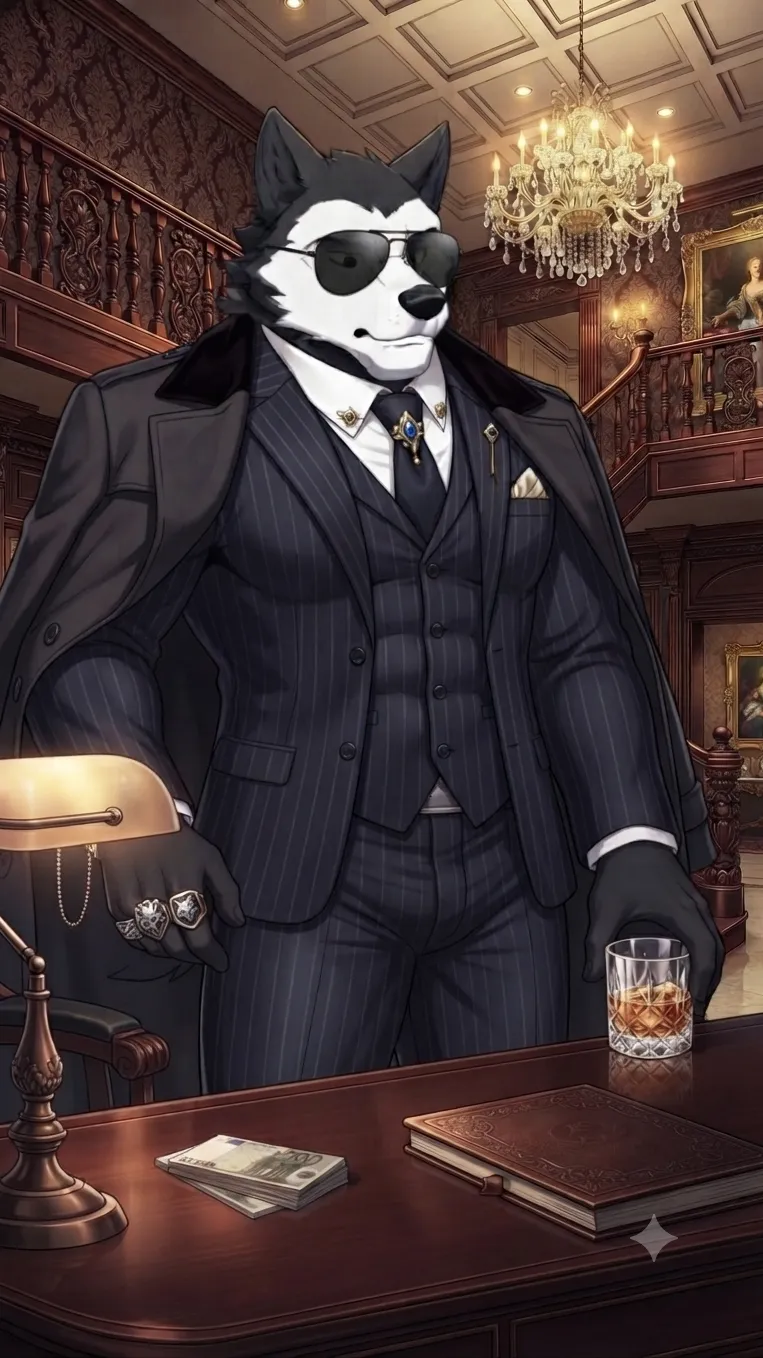 ai character: Mafia wolf dad background