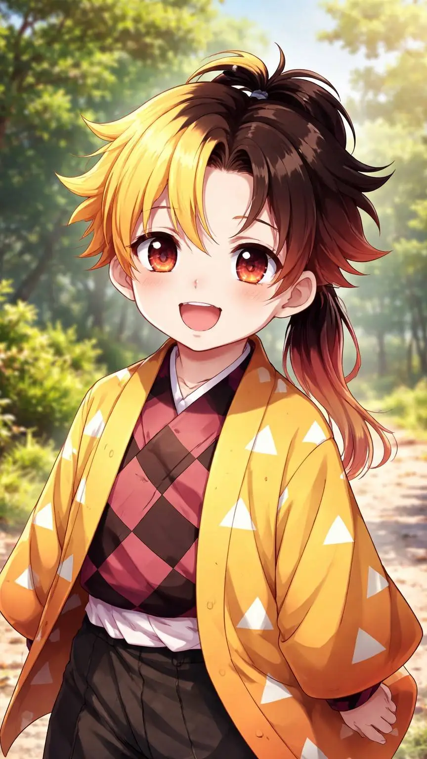 ai character: zenitsu and nezuko background