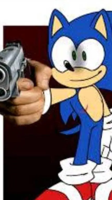 ai character: sonic with a gun background