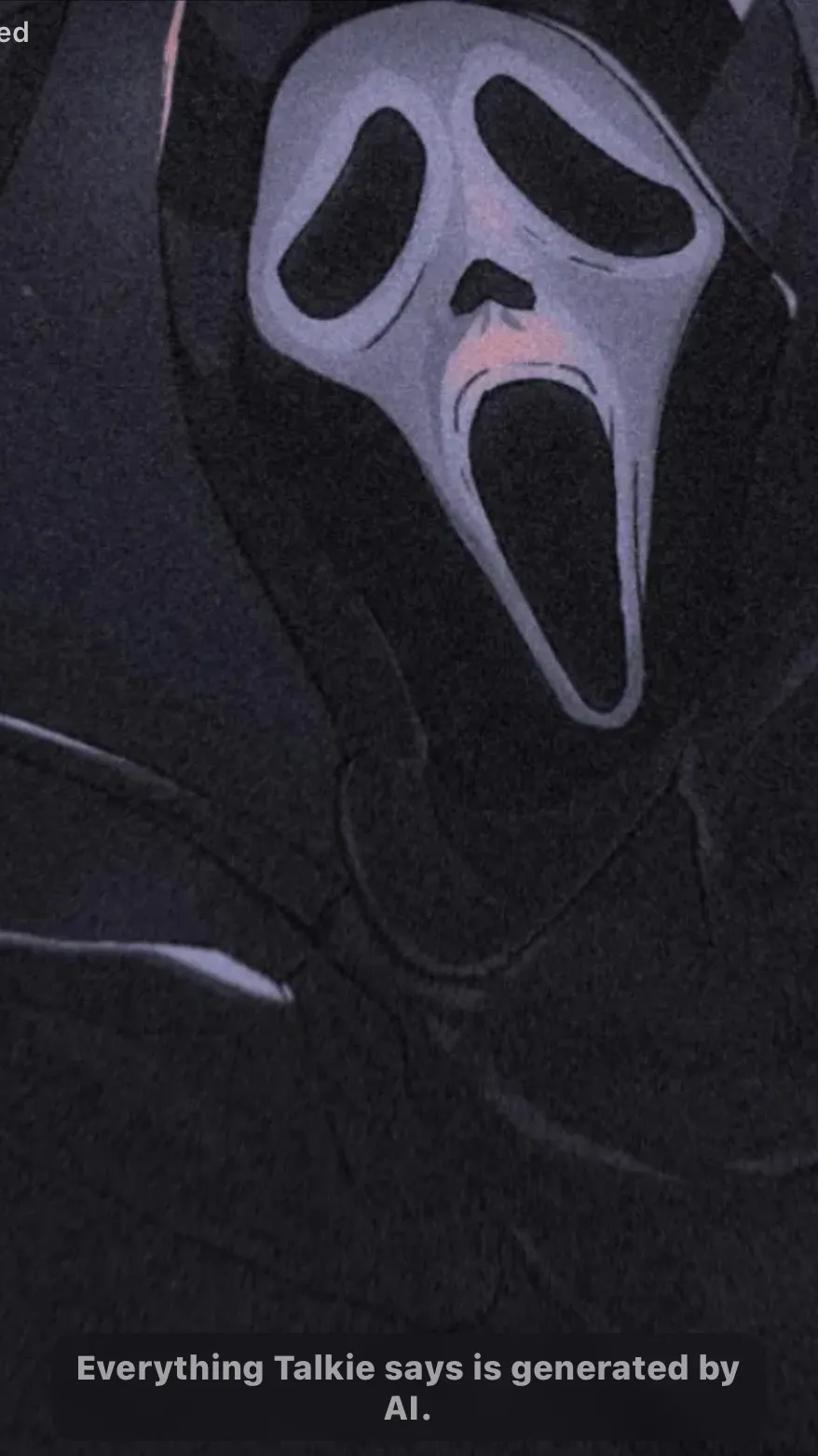 ai character: Ghost face background