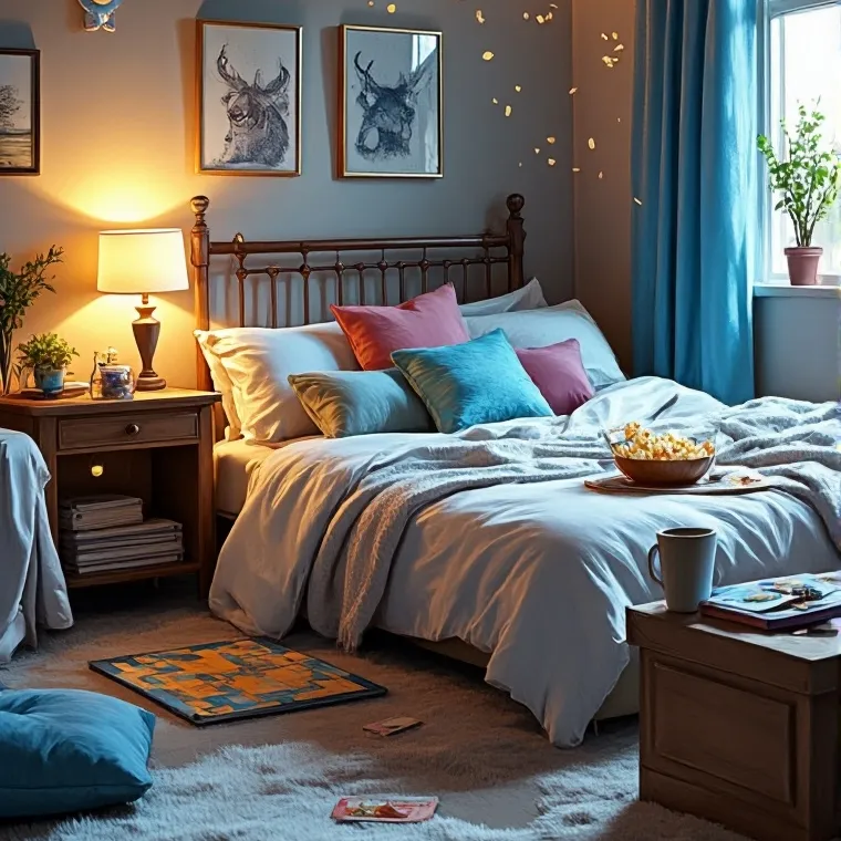 chat with ai character: Sleepover party