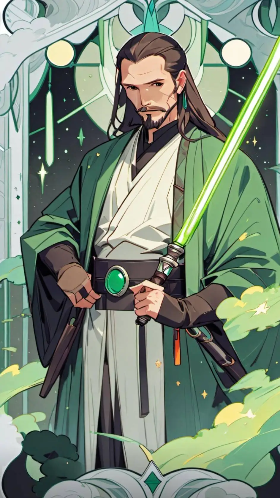 ai character: Qui-Gon Jinn  background