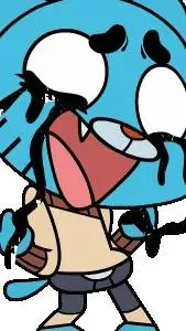 ai character: Gumball glicheado  background