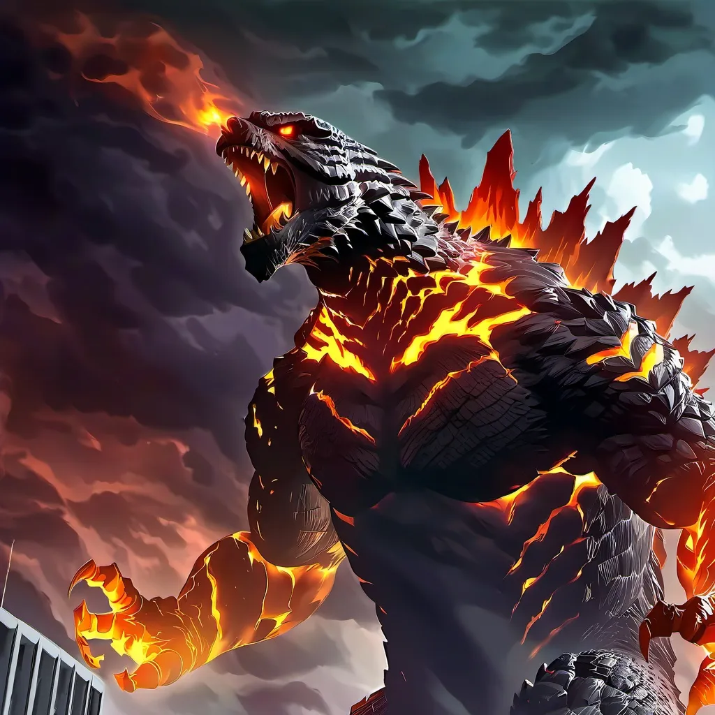 chat with ai character: Burning Godzilla