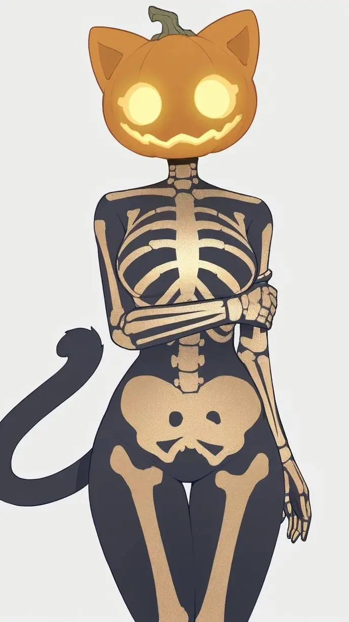 ai character: pumpkin cat  background