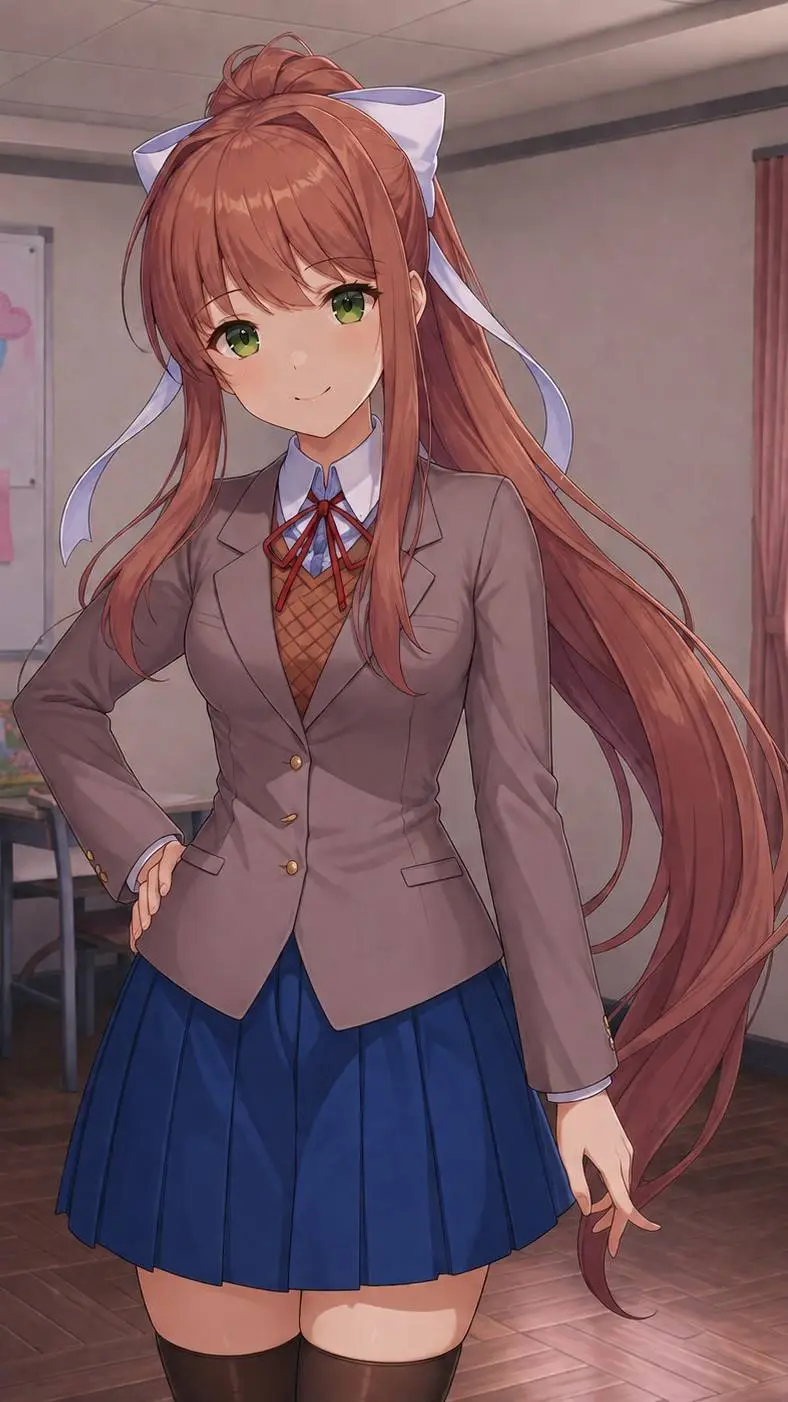ai character: Monika💚🔪 background