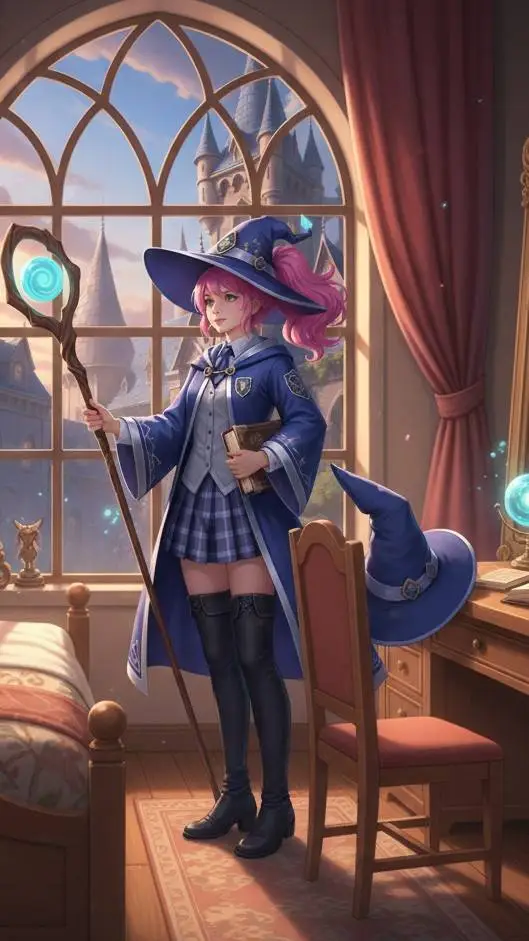 ai character: magic academy background