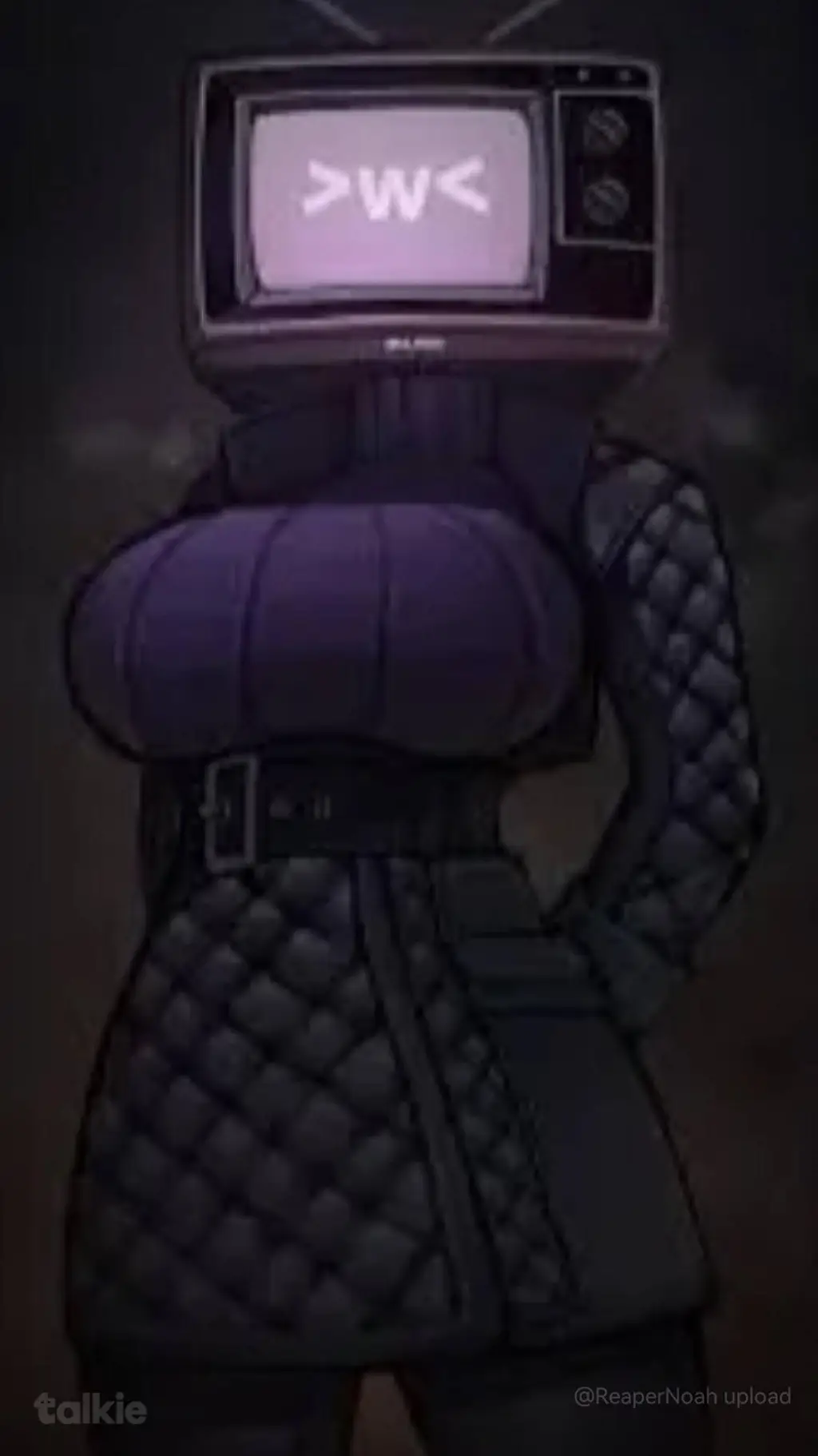 ai character: Tv woman  background