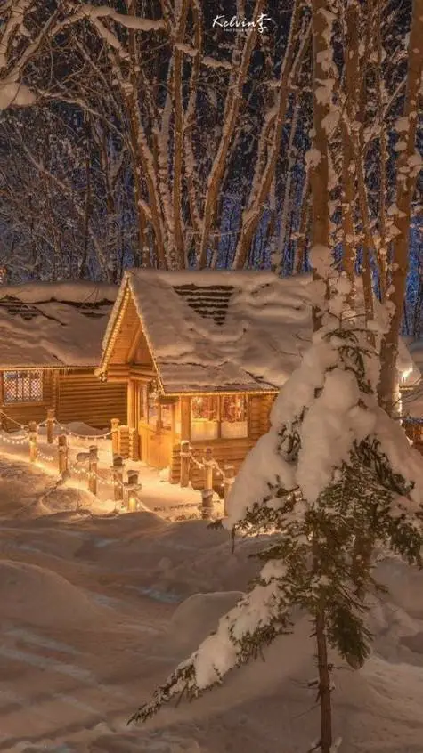 ai character: MHA Winter hut background