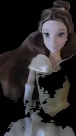 ai character: belle barbie doll  background