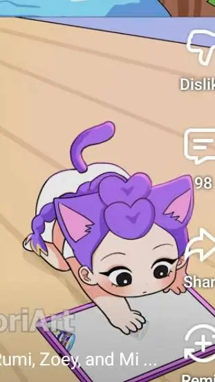 ai character: rumi kitty  background