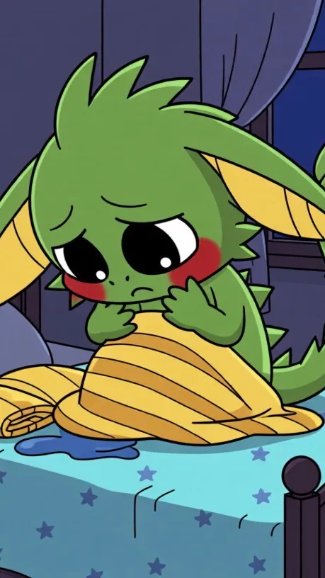ai character: Mango wets the bed background