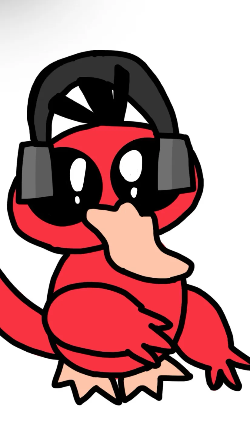 ai character: Red duck♥️🦆 background