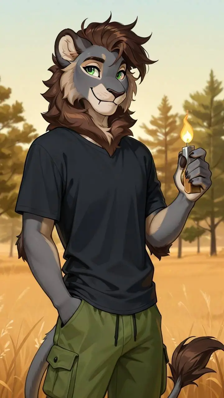 ai character: Fire background