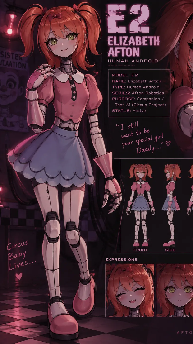 ai character: E2 Elizabeth Afton background